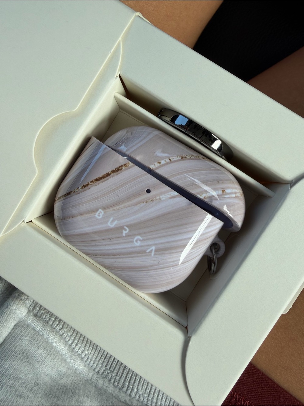 Burga Beige Marble Pattern AirPods Case - Sleek Protective Cover